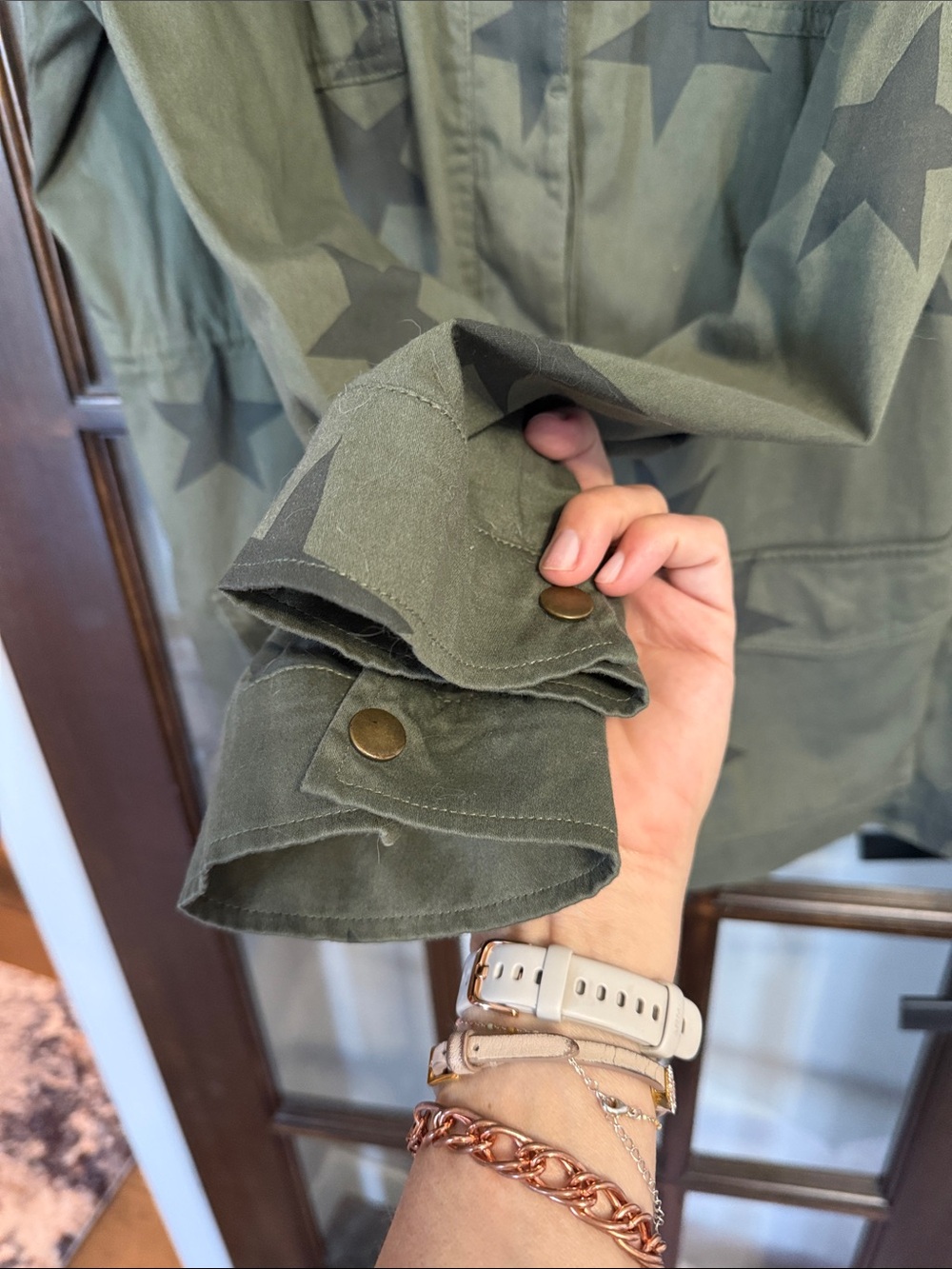 Knox Rose Olive Green Star-Print Utility Jacket - Picture 5 of 6